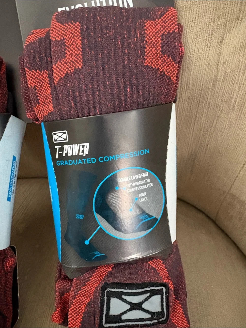 T-power Evolution Socks Graduated Compression M set 2 Black/Orange Microfiber